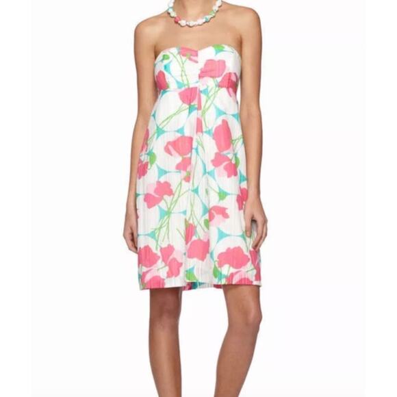 Lilly Pulitzer Betsey Had Me A Blast Strapless Dress Floral Beaded Halter SZ 4 6 - Picture 14 of 14